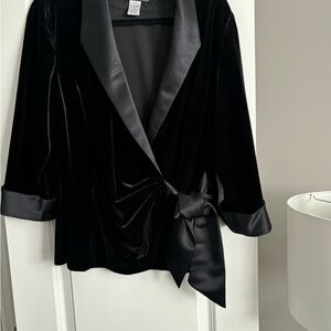 Alex Evenings Velvet and Satin Top